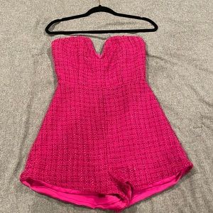 Hemline Magenta Tweed Formal Romper